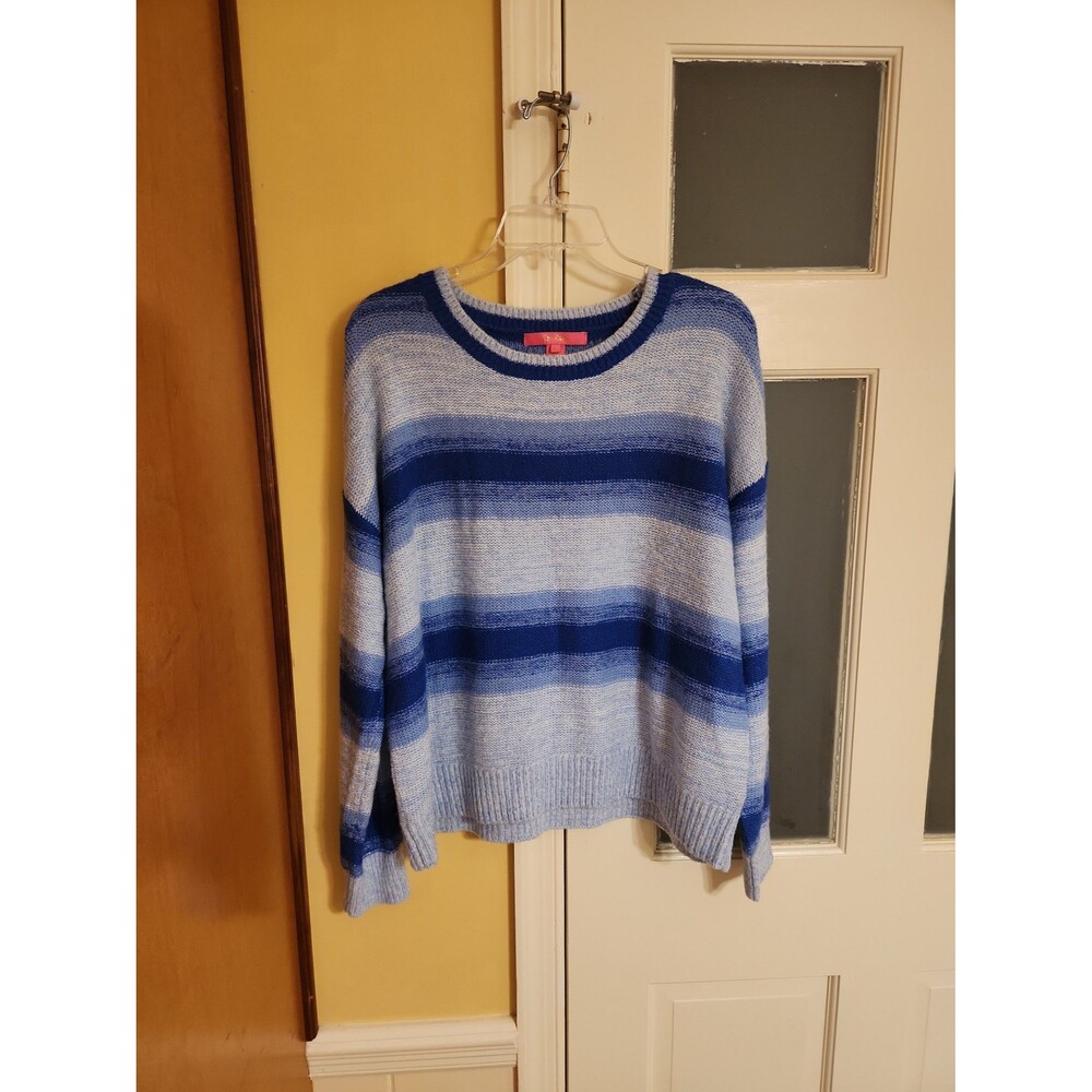Lilly Pulitzer "Elannie" Sweater in "Blue Grotto Marled Ombre Stripe" Size XL